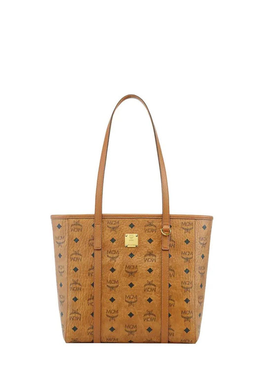 Toni Top-Zip Visetos Small Shopper Bag Cognac
