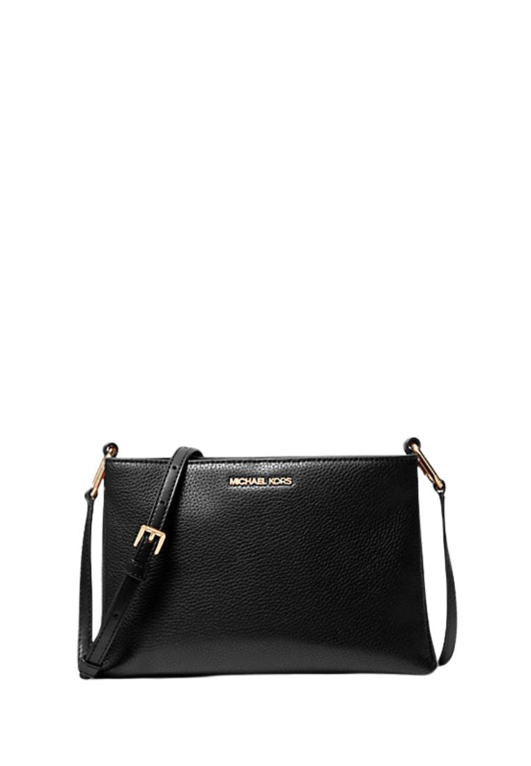 Trisha Medium Pebbled Leather Crossbody Bag Black