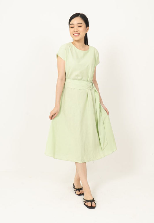 Round Neck Cotton Dress HA.2 D027-GREEN