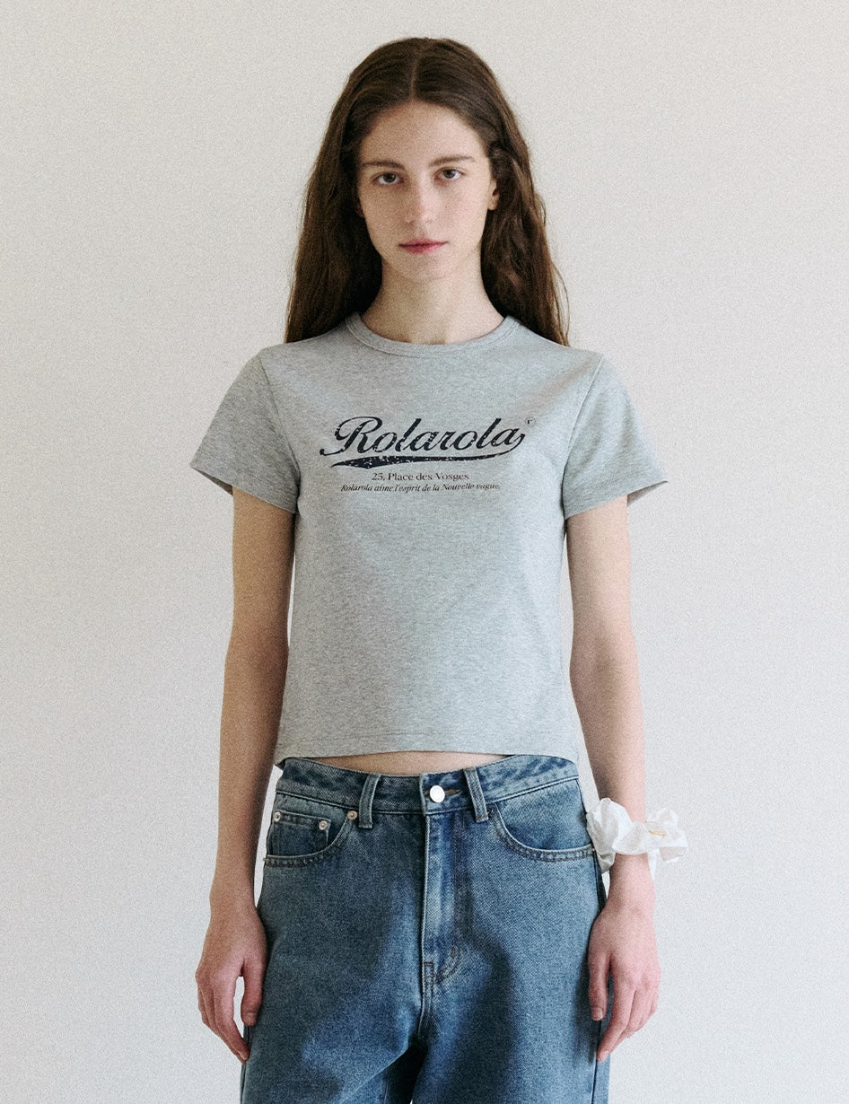 Vintage Crack Logo T-Shirt Gray