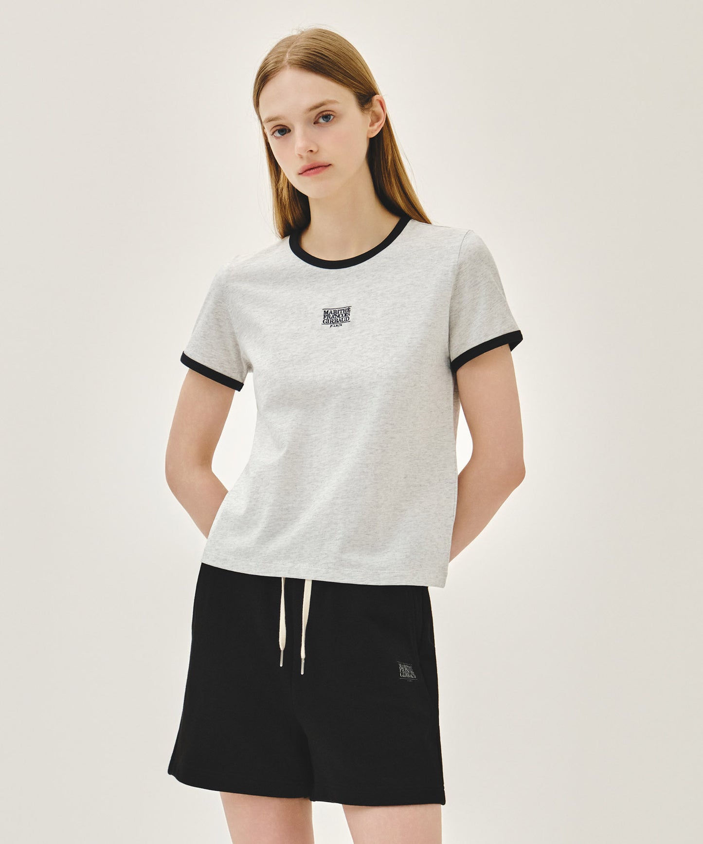 W CLASSIC LOGO RINGER TEE light heather gray