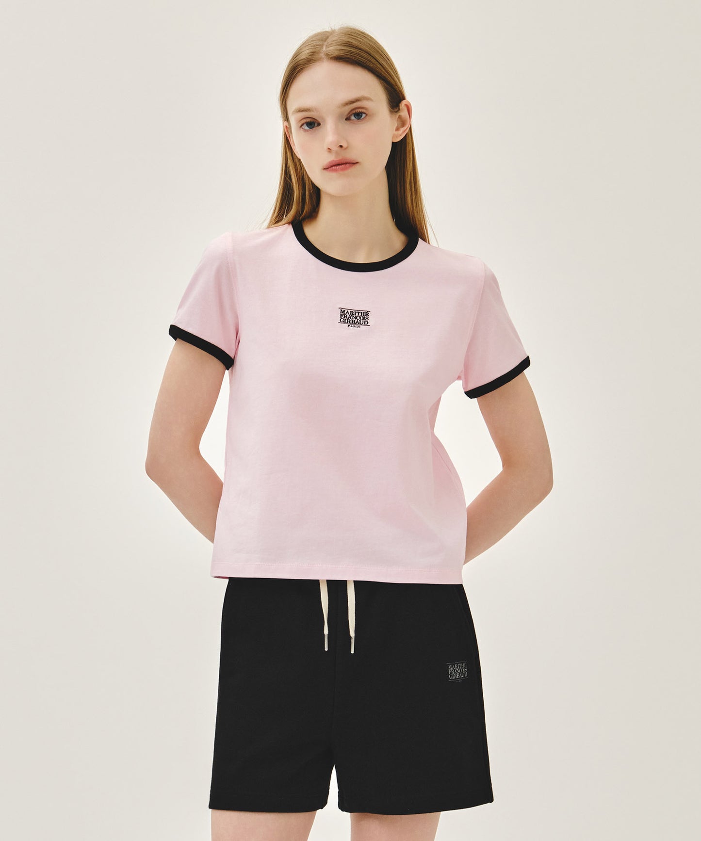W CLASSIC LOGO RINGER TEE light pink