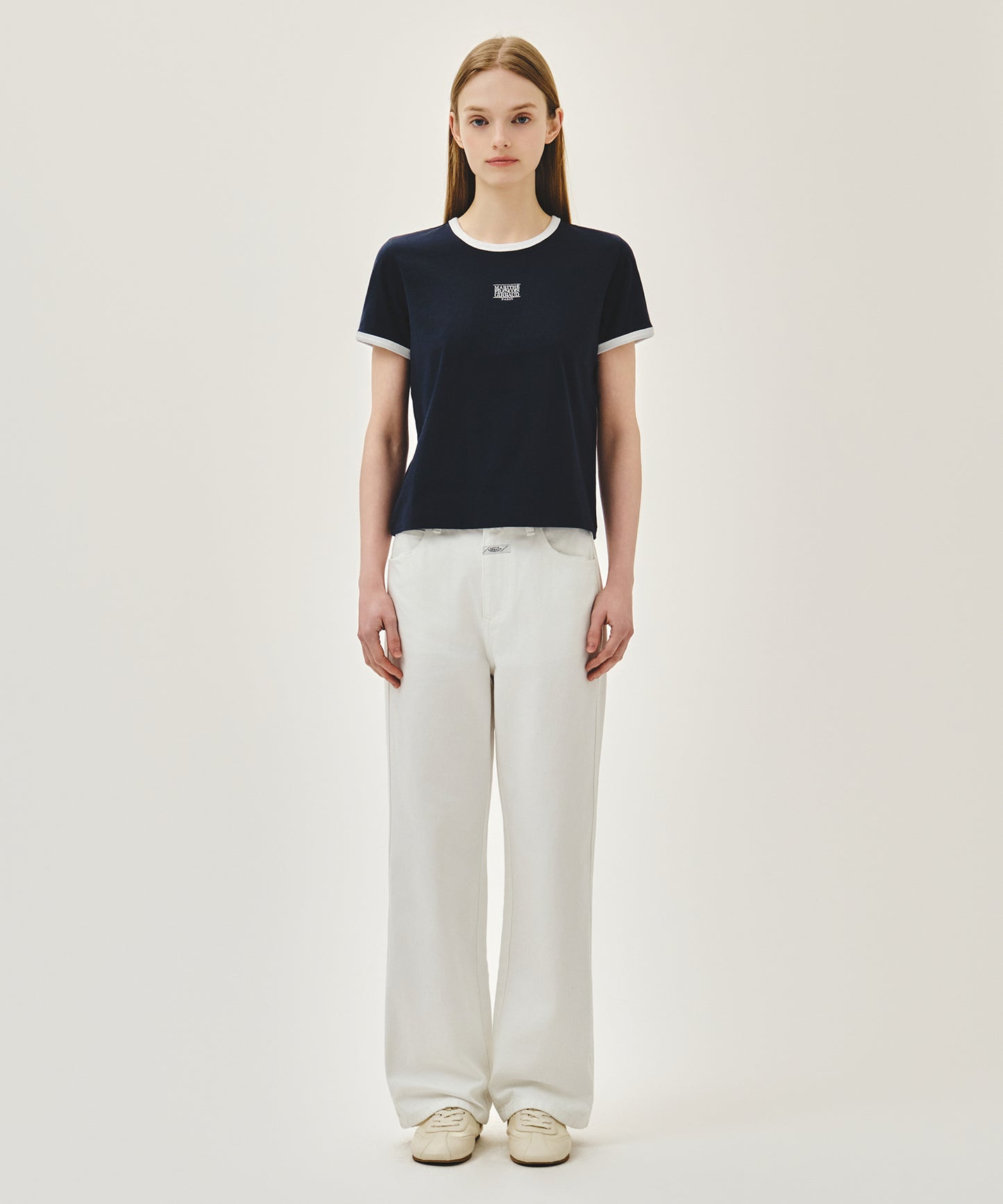 W Classic Logo Ringer Tee Navy