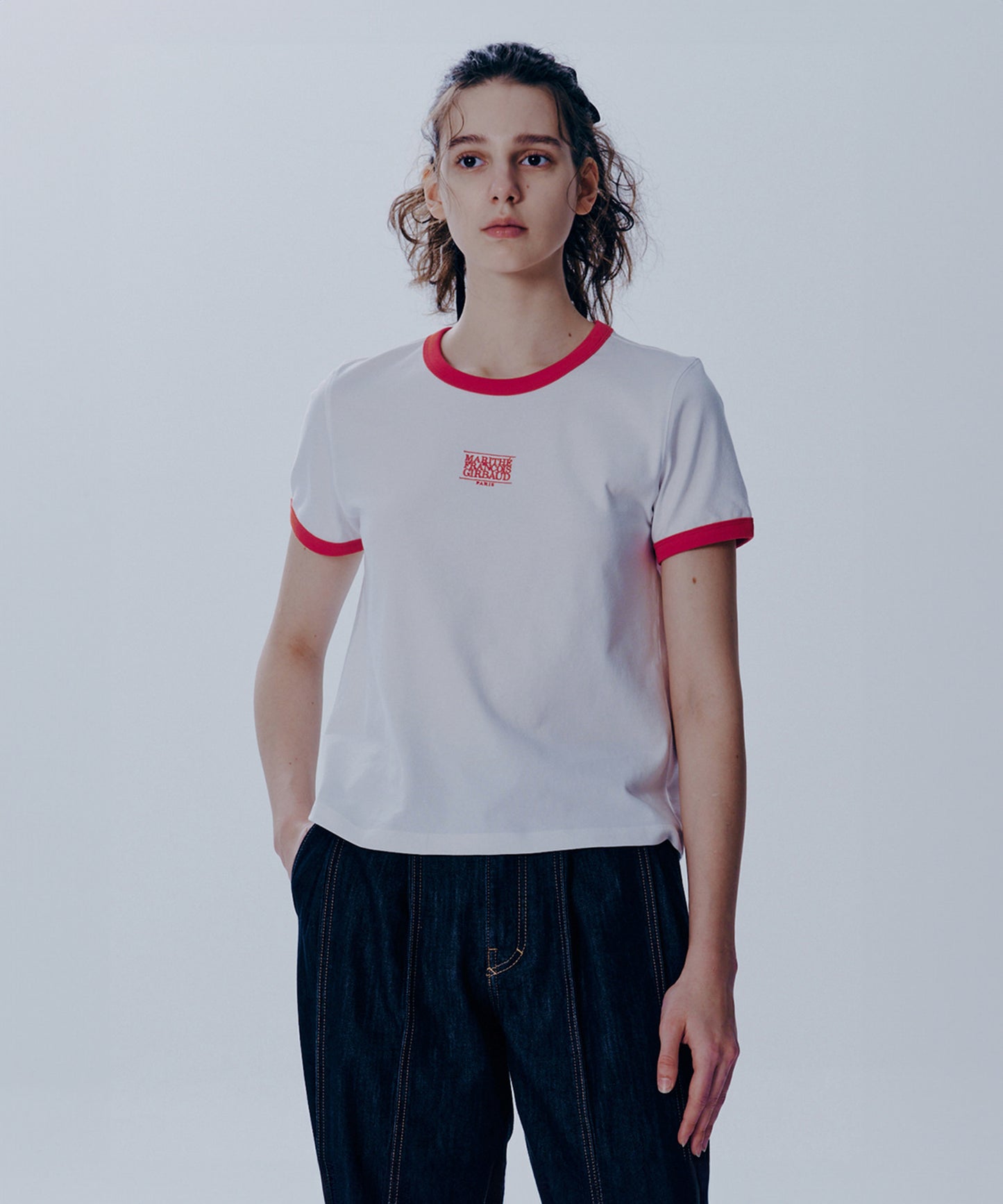 W CLASSIC LOGO RINGER TEE white/red