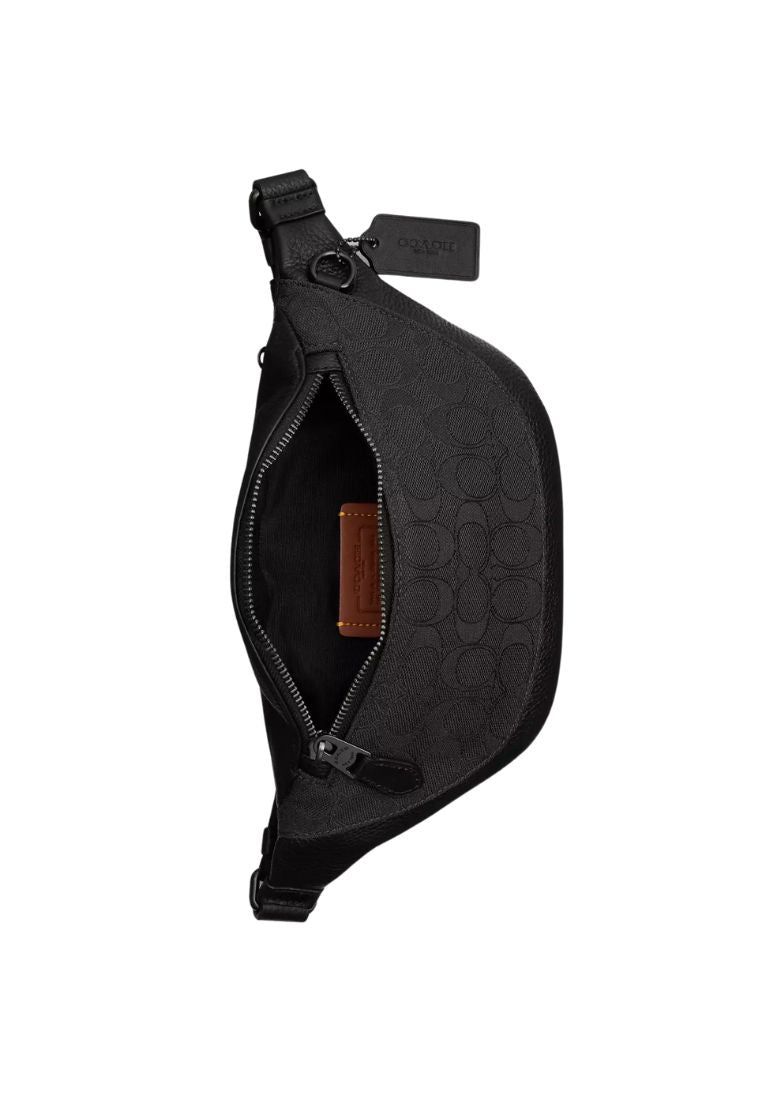 Warren Mini Belt Bag in Signature Jacquard Black Copper Black