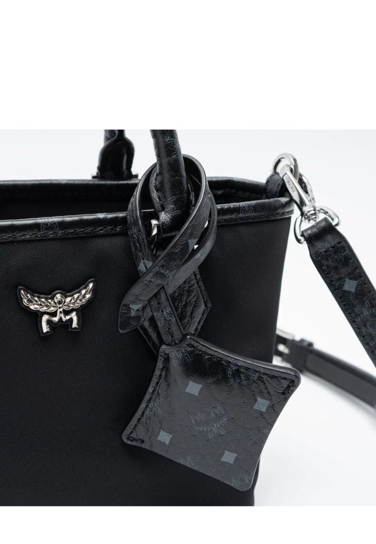 Xtra Mini Aren Nylon and Monogram Print Leather Shopper Bag Black