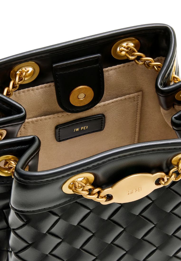 Yara Hand-Woven Bucket Bag - Black