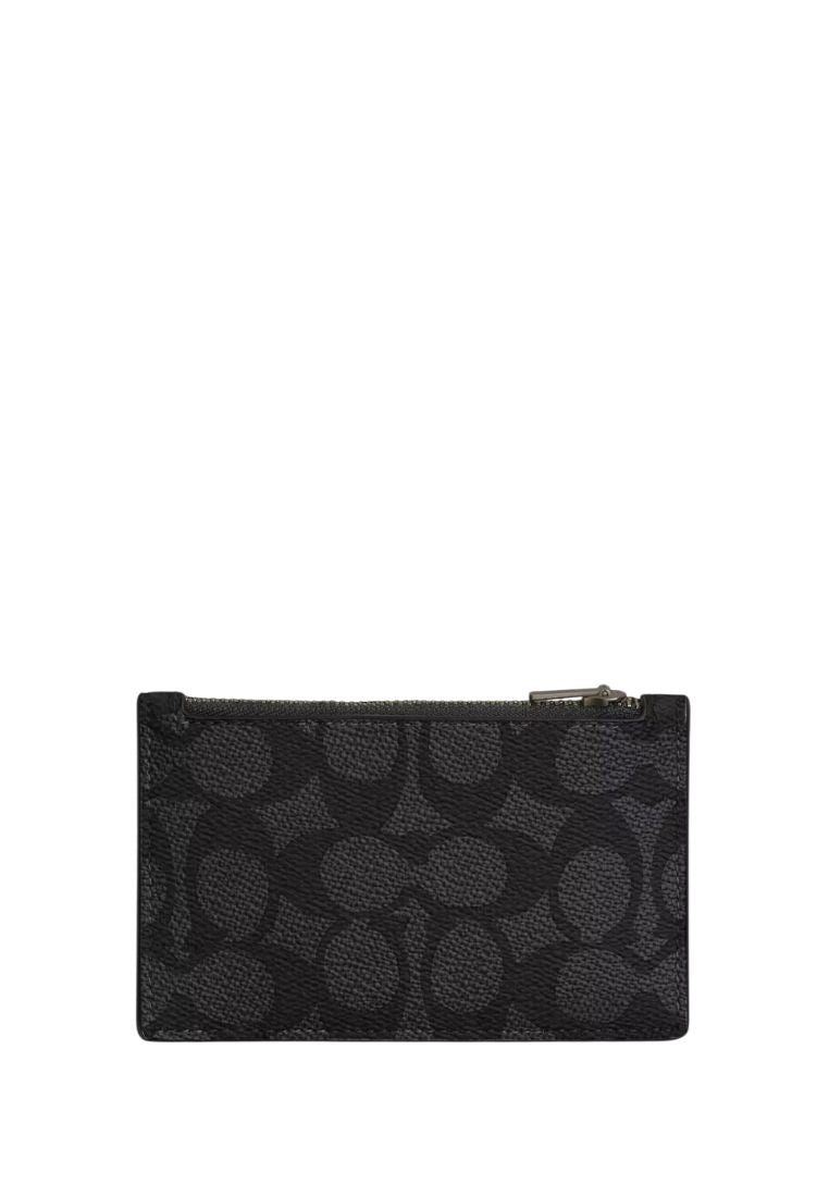 Zip Card Case In Signature Canvas Charcoal Black