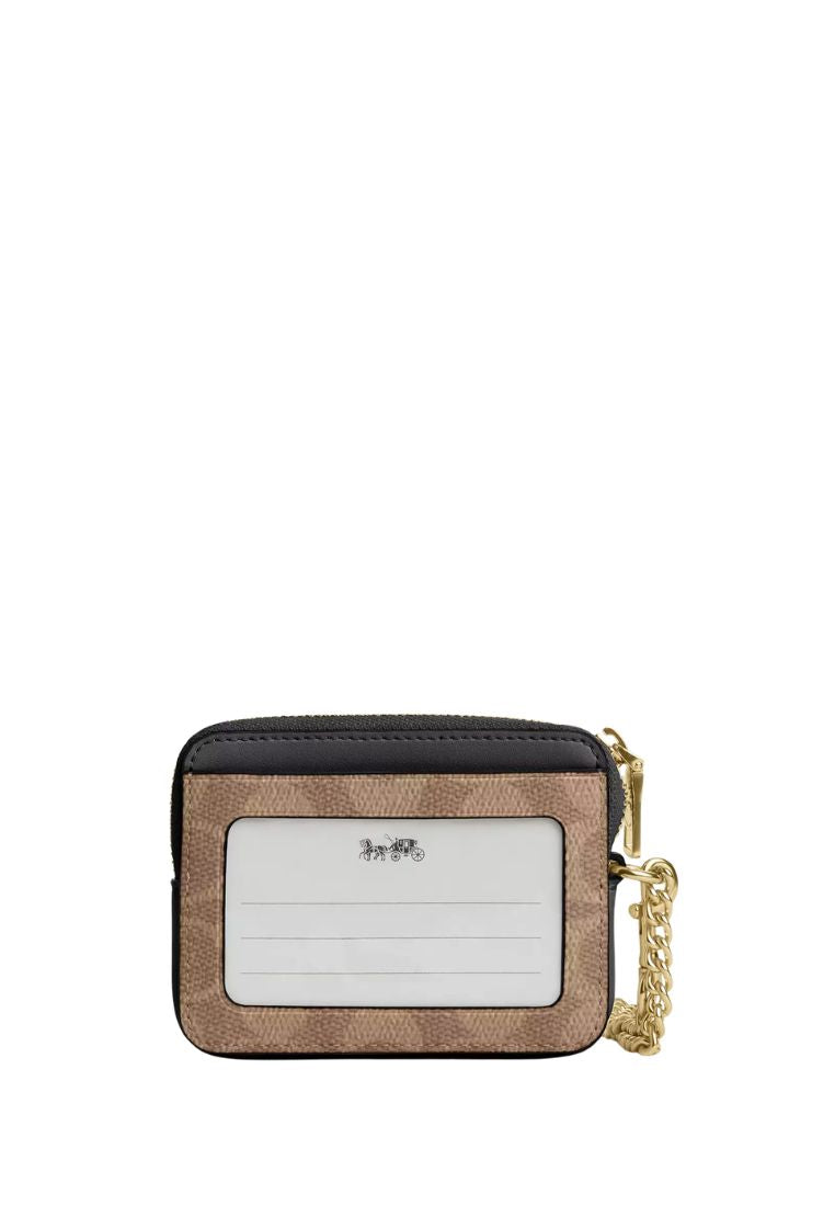 Zip Card Case In Signature Canvas Gold Tan Black