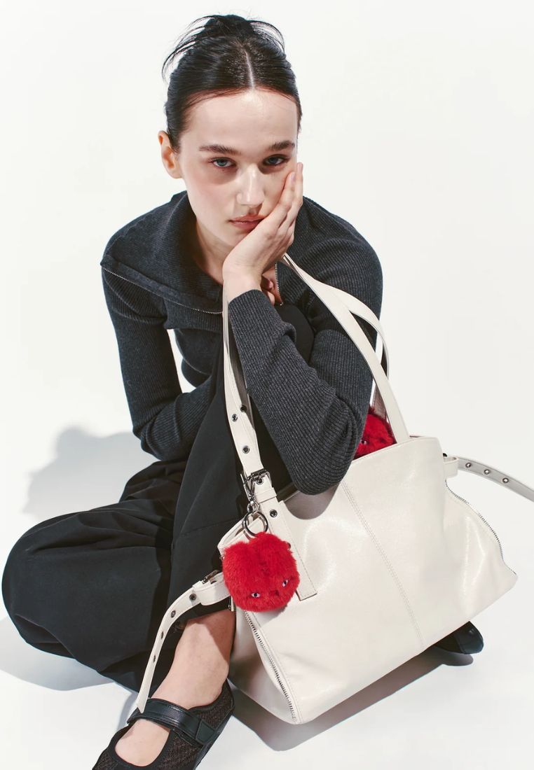 Zipper Shopper M Goat Cream