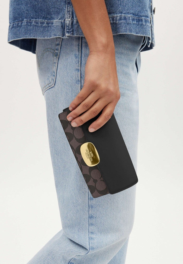 Eliza Small Flap Crossbody In Signature Canvas Brown Black