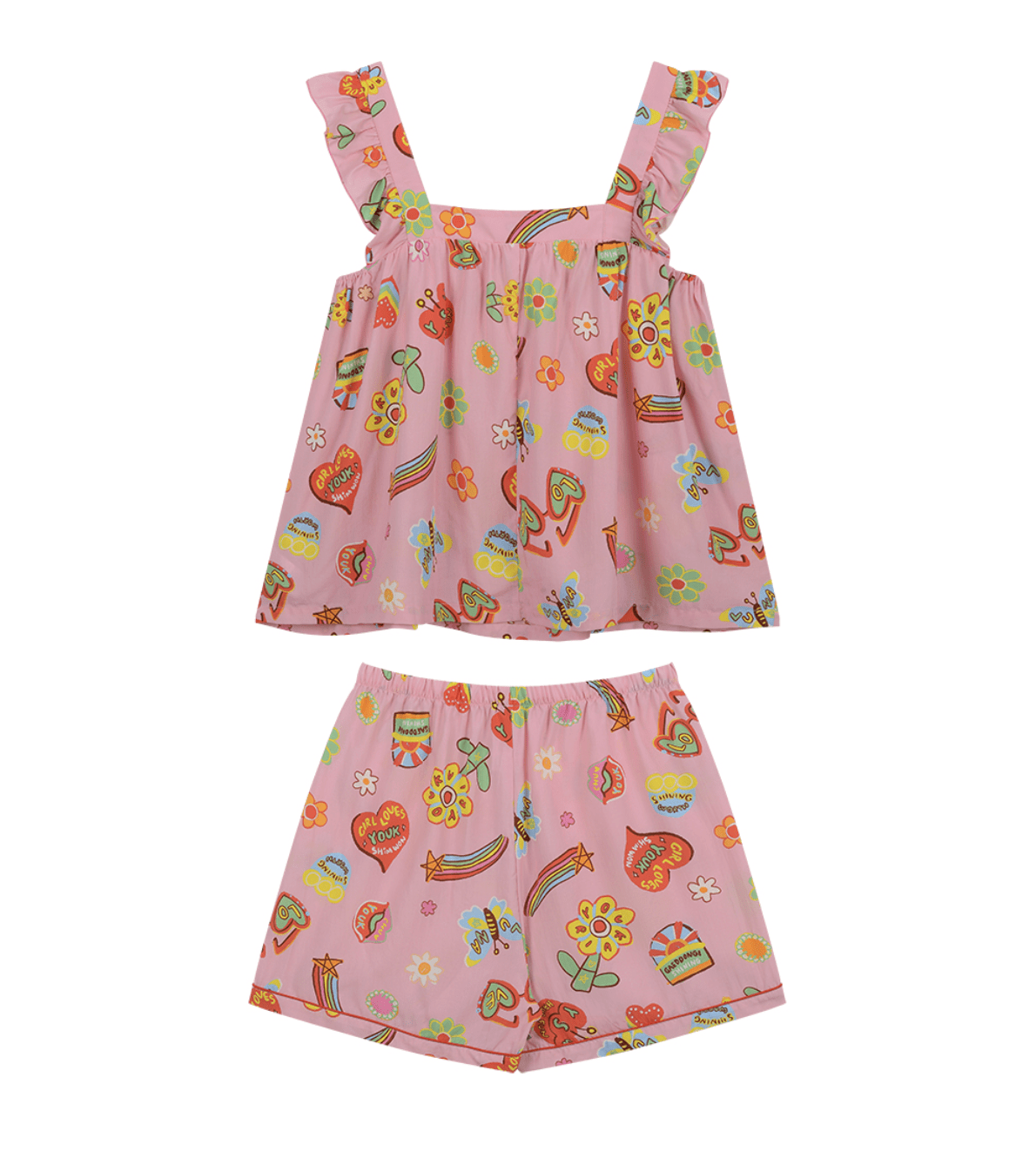 Soft Sleeveless Pajamas Set F Flower Luna