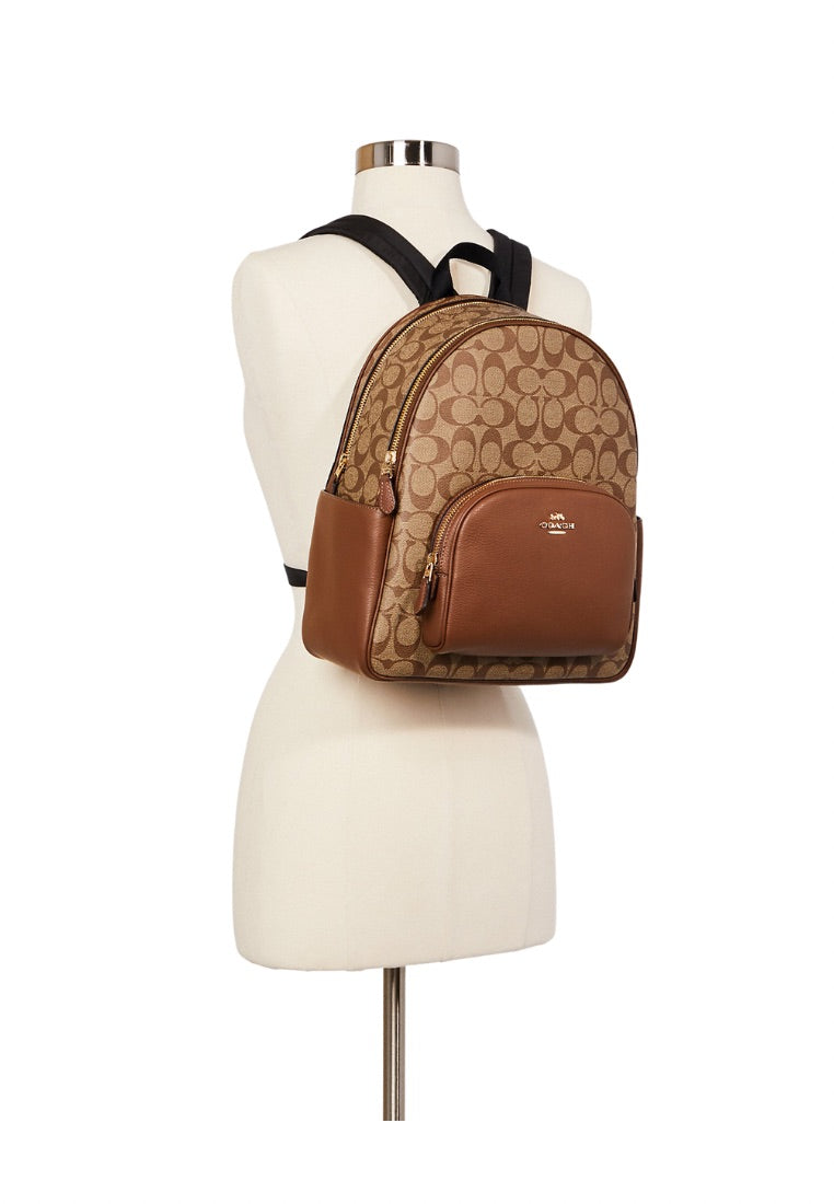 Court Backpack In Signature Canvas Khaki Saddle 2