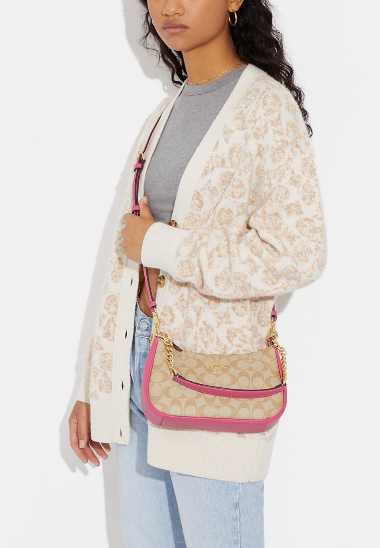 Teri Shoulder Bag In Signature Canvas Light Khaki Petunia