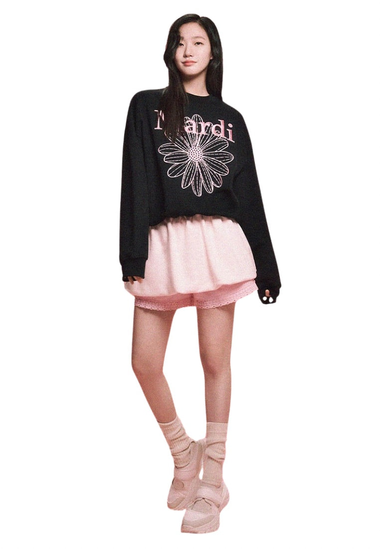Sweatshirt FlowerMardi Needlework Black Pink