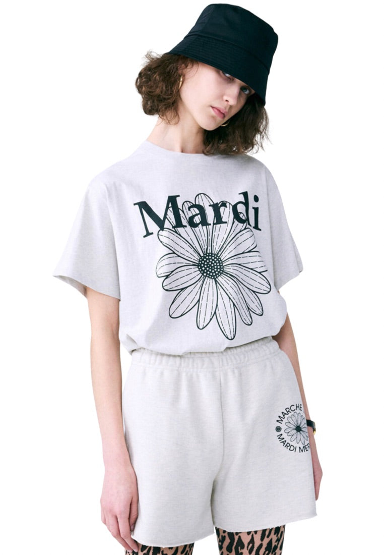 Tshirt FlowerMardi Oatmeal Black