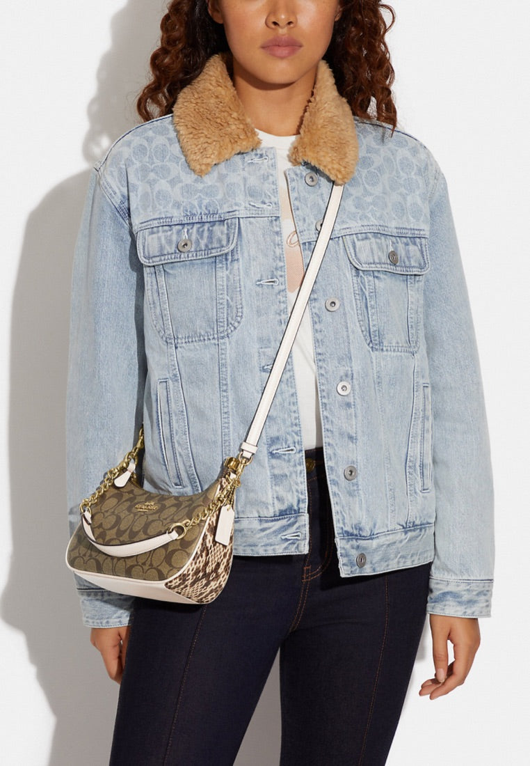 Teri Shoulder Bag In Signature Canvas Khaki Chalk Multi