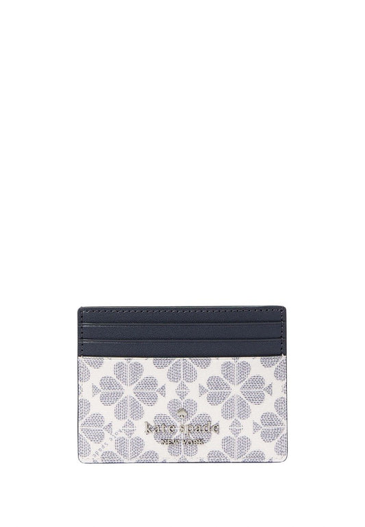 Signature Spade Flower Small Slim Card Holder Navy Multi