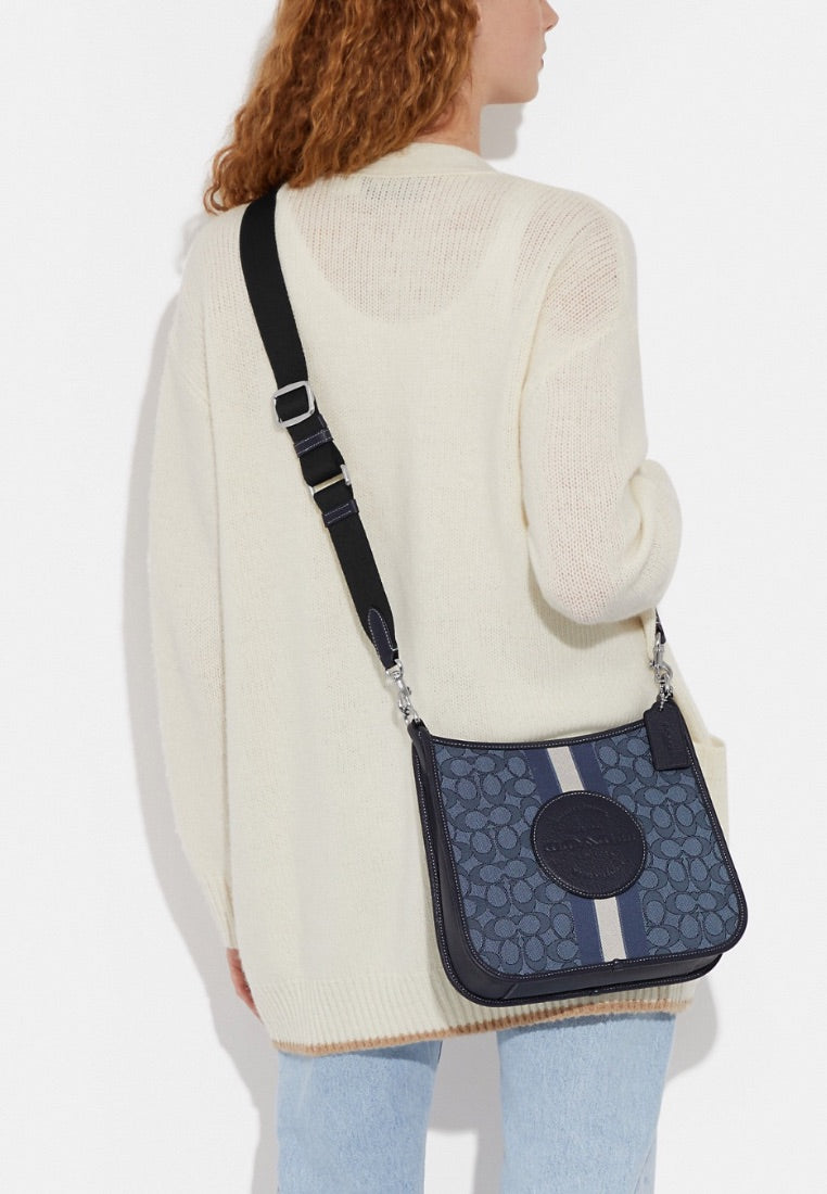 Dempsey File Bag In Signature Jacquard With Stripe And Coach Patch Midnight Navy Multi
