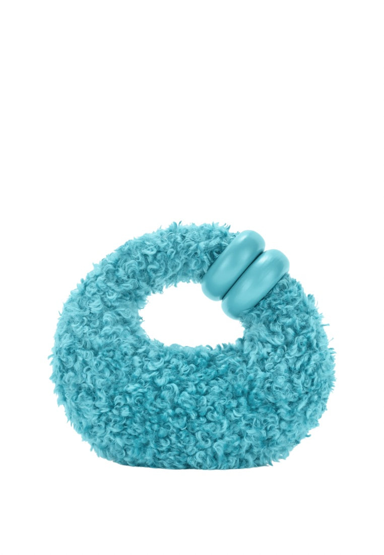 Abacus Faux Fur Top Handle Bag - Lake Blue