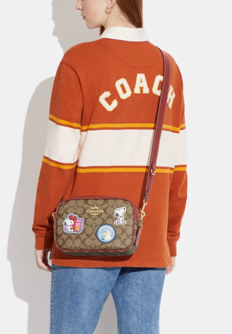 Coach X Peanuts Jamie Camera Bag In Signature Canvas With Patches