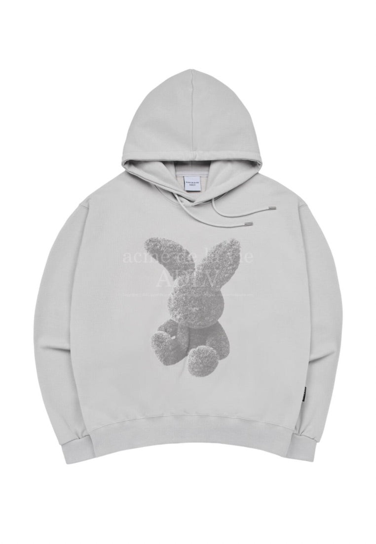 Grey Fuzzy Rabbit Hoodie Grey