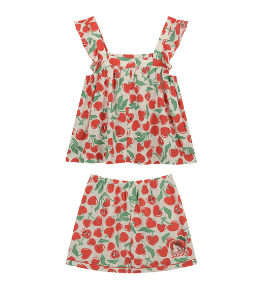 Soft Sleeveless Pajamas Set F Cherry Ria