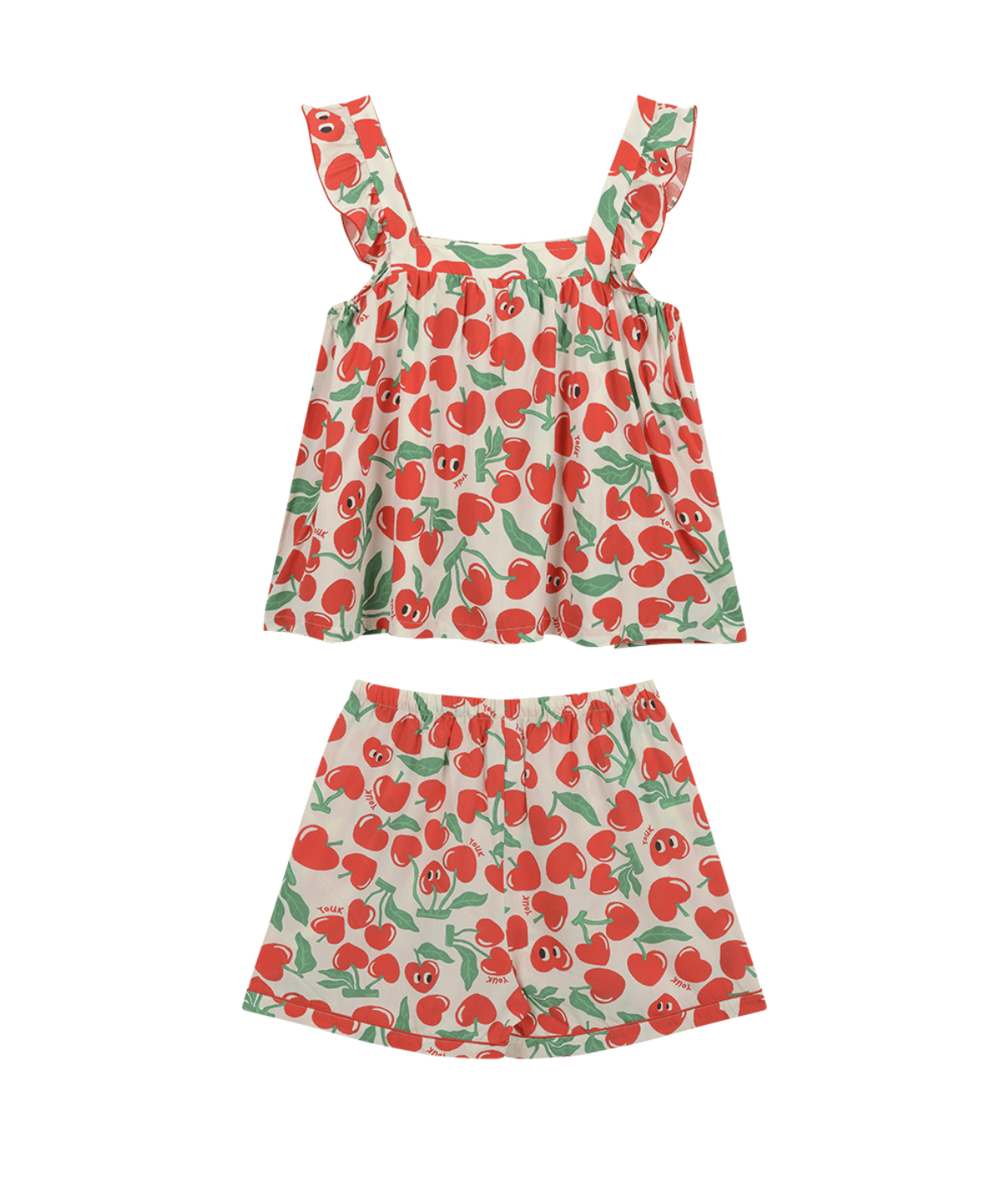 Soft Sleeveless Pajamas Set F Cherry Ria