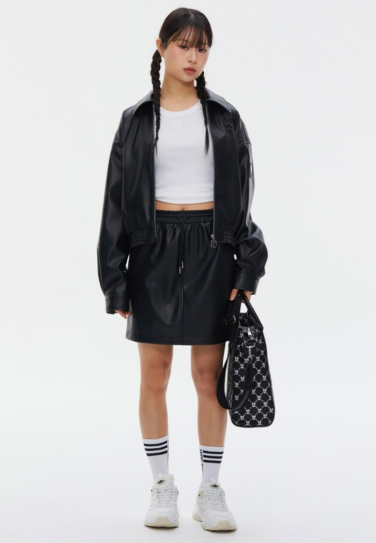 Monogram Wide Tote Bag Pattern Black