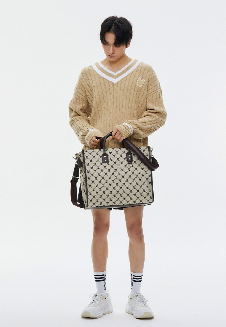 Monogram Wide Tote Bag Pattern Beige
