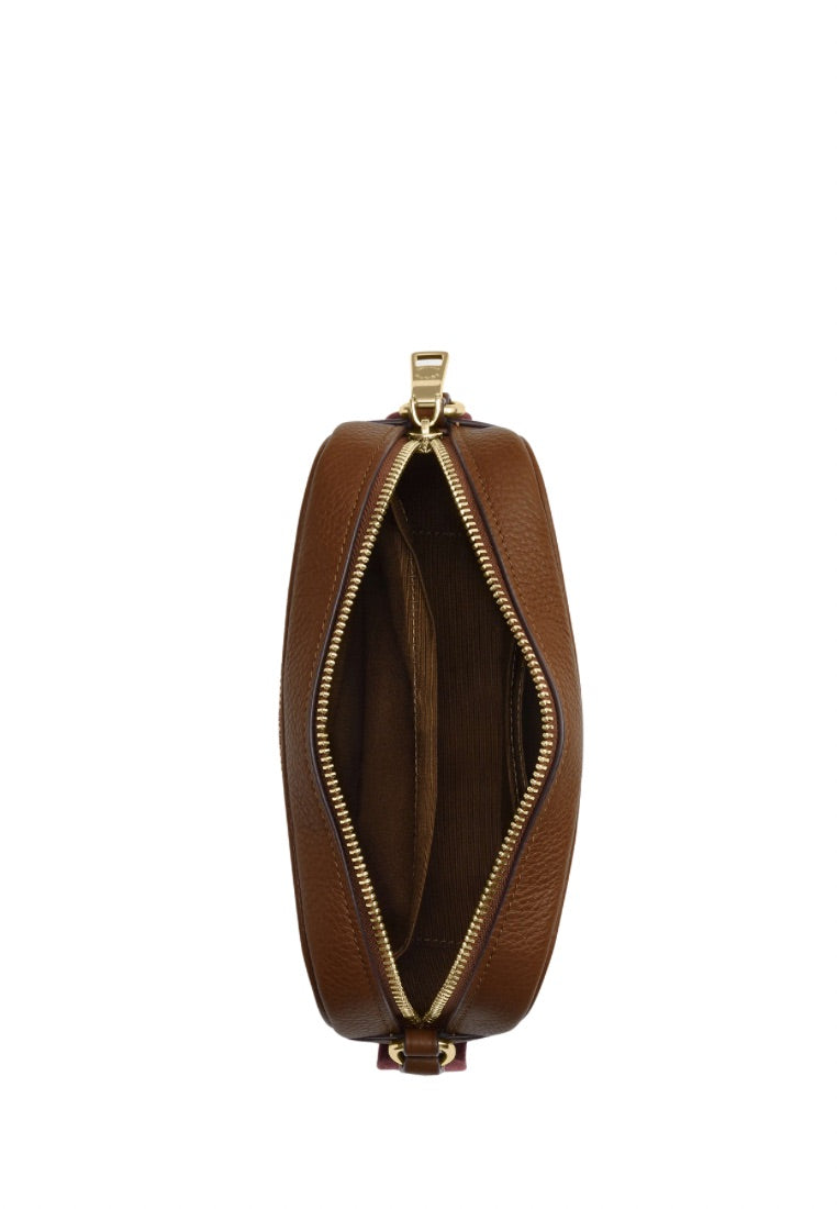 Mini Jamie Camera Bag In Signature Jacquard Khaki Saddle Multi