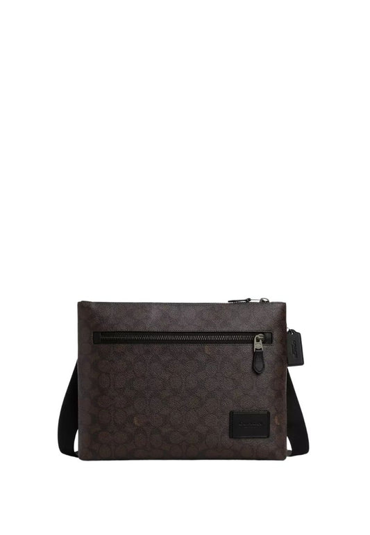 Carrier Zip Crossbody Bag In Signature Canvas Walnut Black