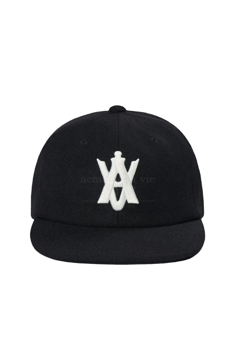 A Logo Emblem Wool Ball Cap Black
