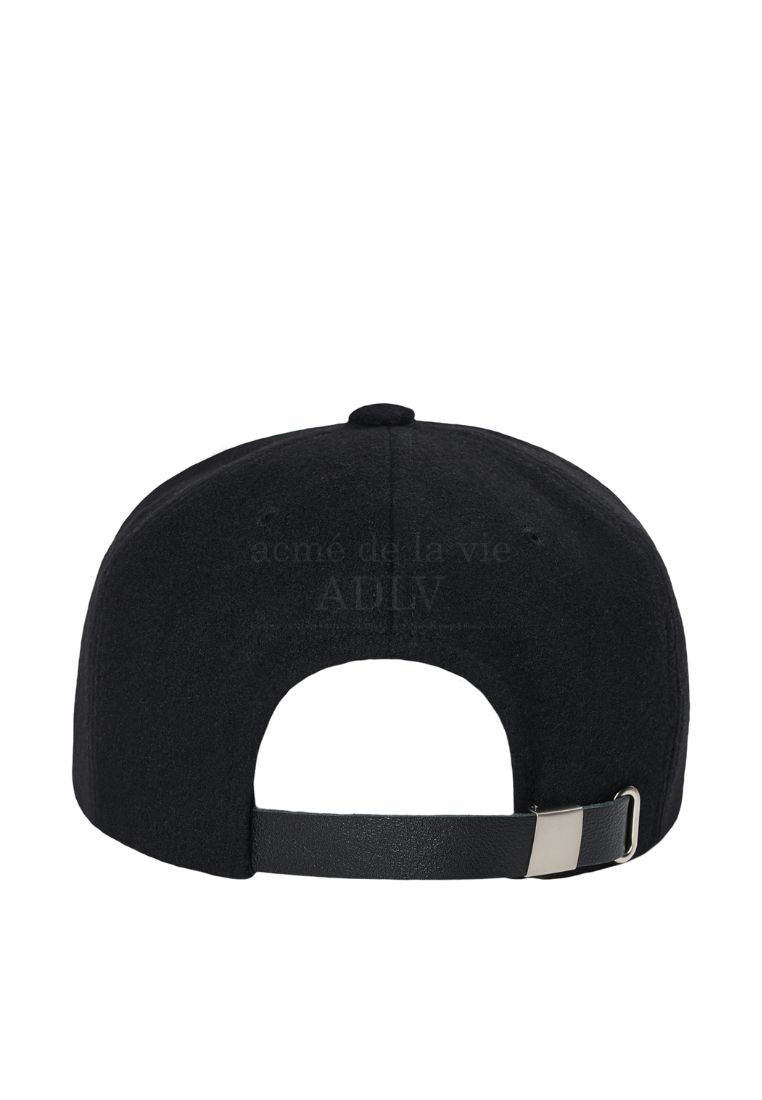 A Logo Emblem Wool Ball Cap Black