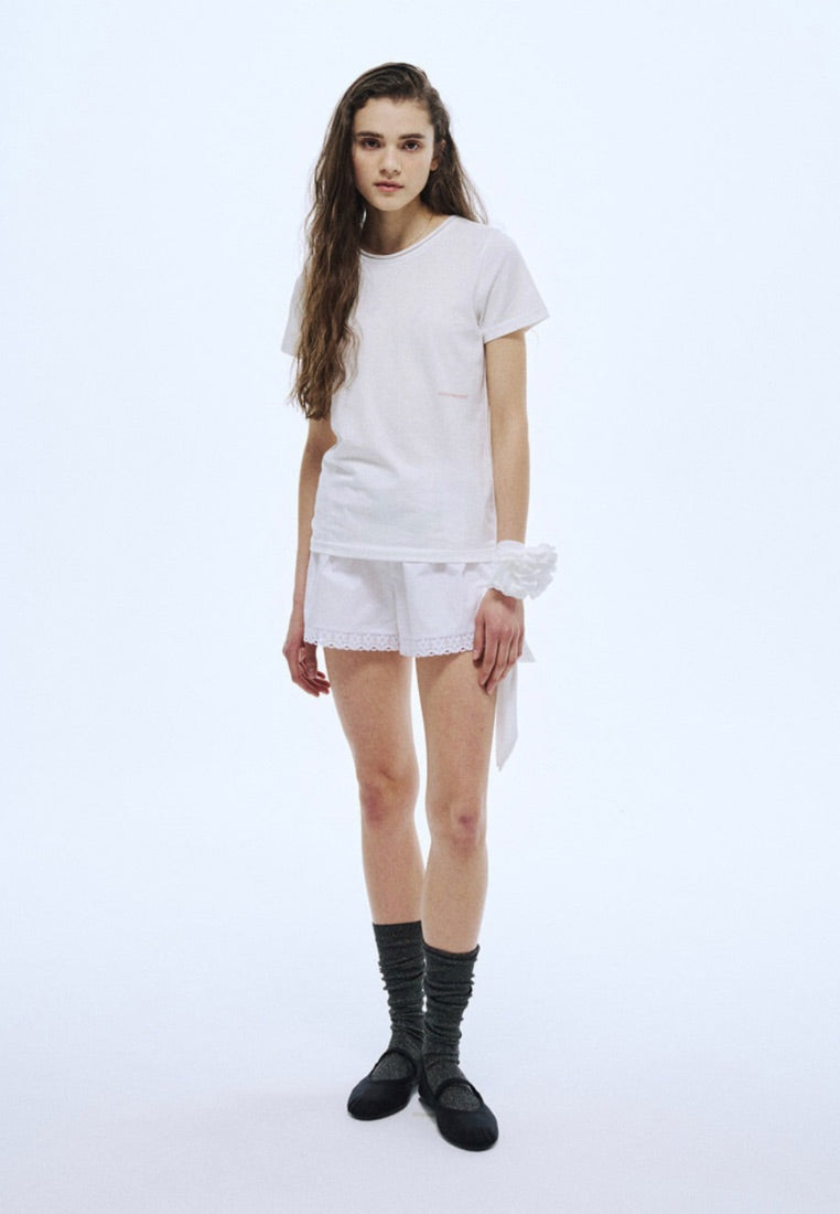 Premium Silk Blended TShirt Logo Slimfit White Coral