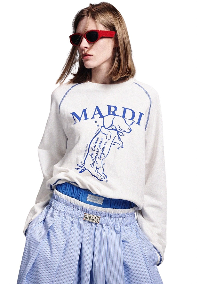 Sweatshirt Raglan Swing The Tail Ddanji White Blue