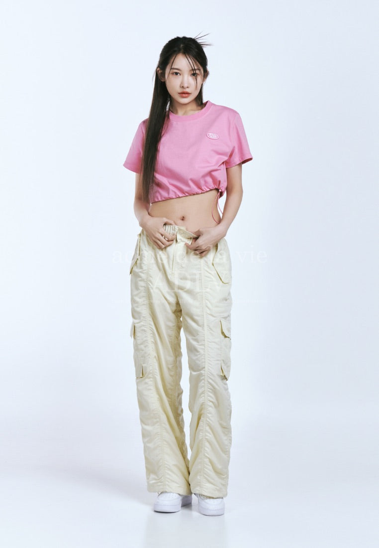 Circle Wappen Crop Short Sleeve T-Shirt Pink