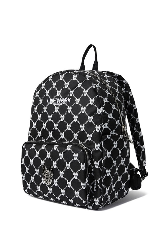 Jacquard Monogram Basic Backpack Pattern Black