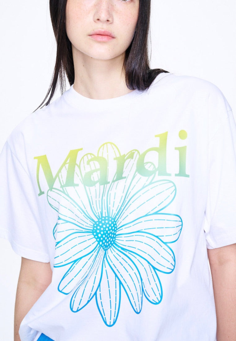 Tshirt Flowermardi Gradation White Lime