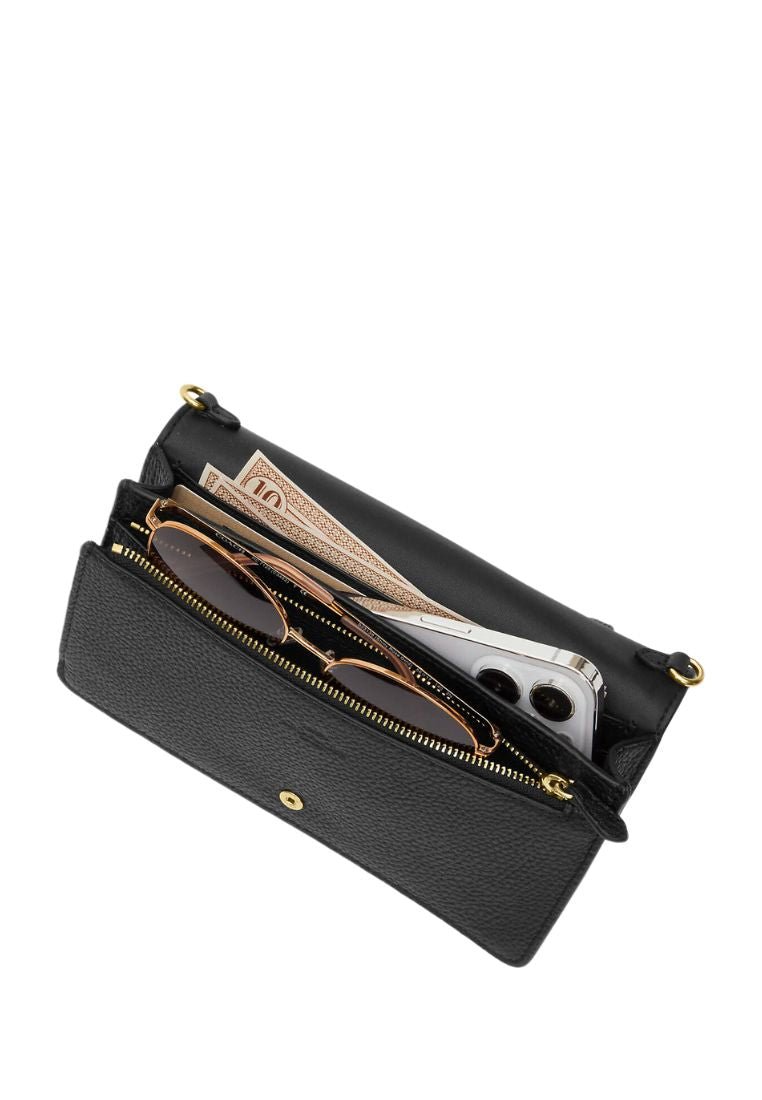 Anna Foldover Clutch Crossbody Black