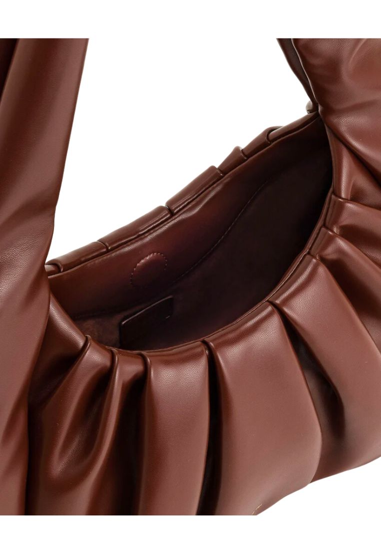 Ashley Ruched Shoulder Bag - Brown