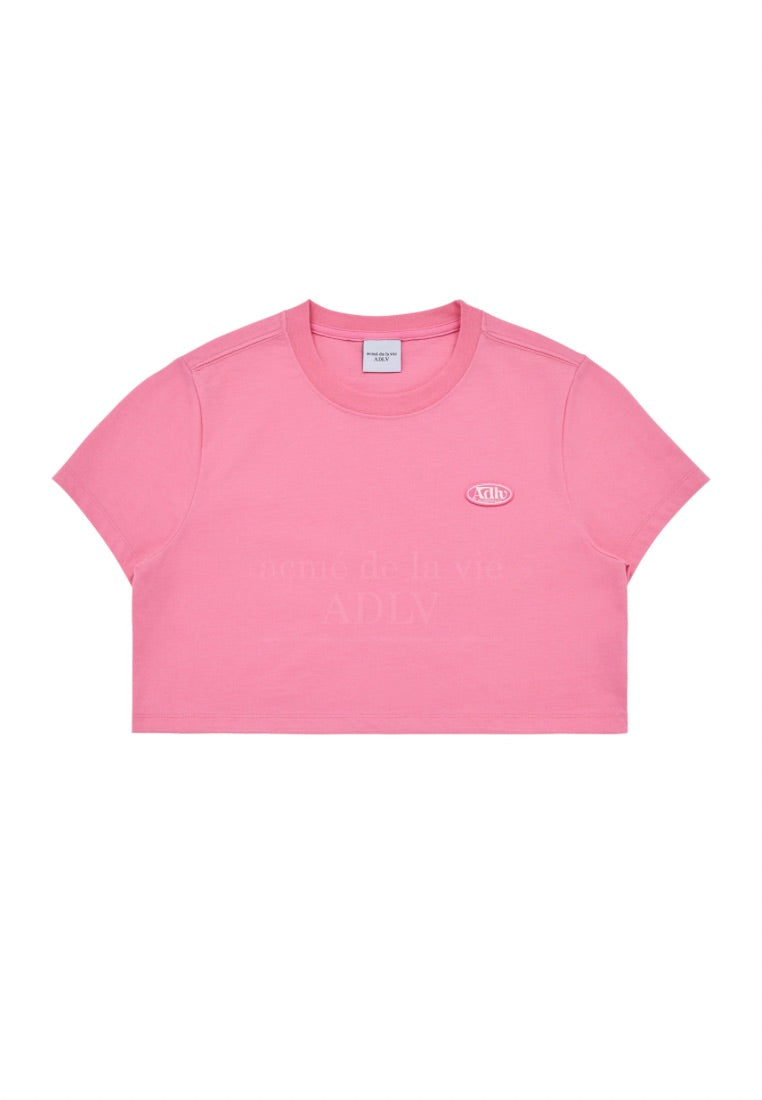 Circle Wappen Crop Short Sleeve T-Shirt Pink