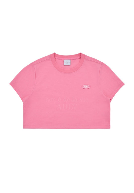 Circle Wappen Crop Short Sleeve T-Shirt Pink