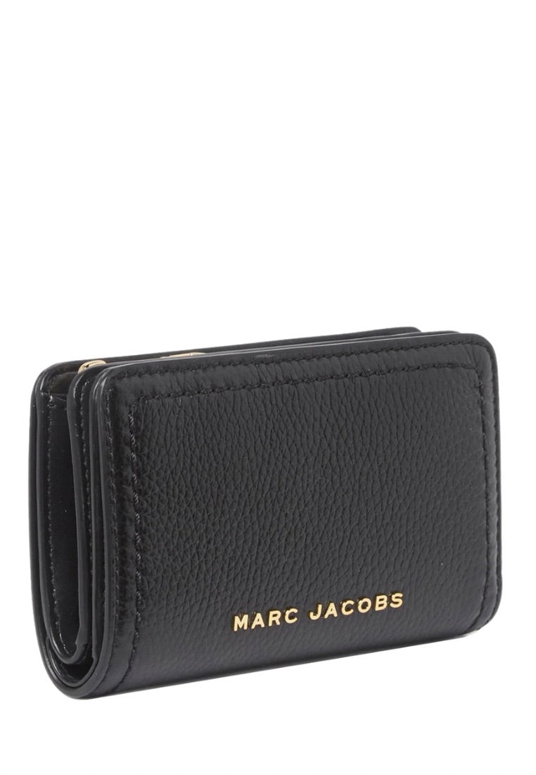 Topstitched Compact Zip Wallet Black