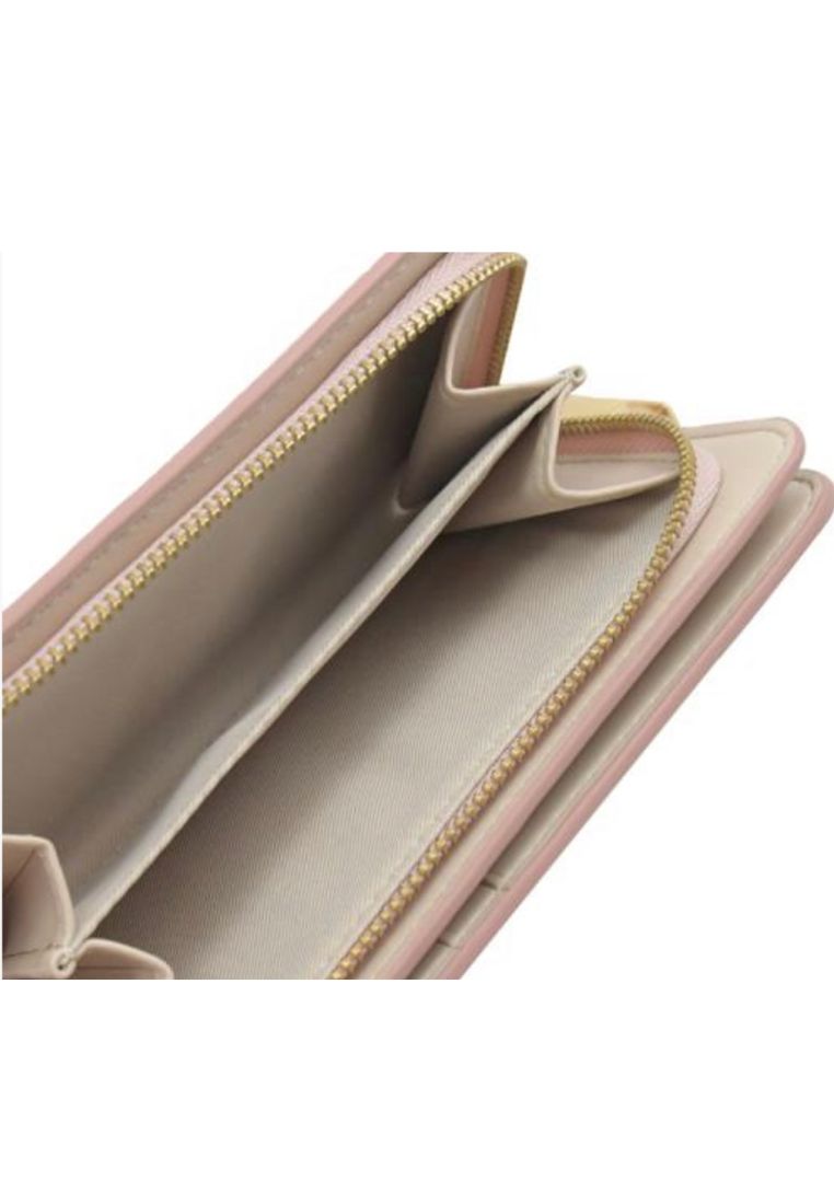 Topstitched Compact Zip Wallet Peach Whip