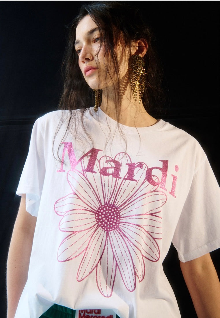 T-Shirt FlowerMardi Glitter White Violet