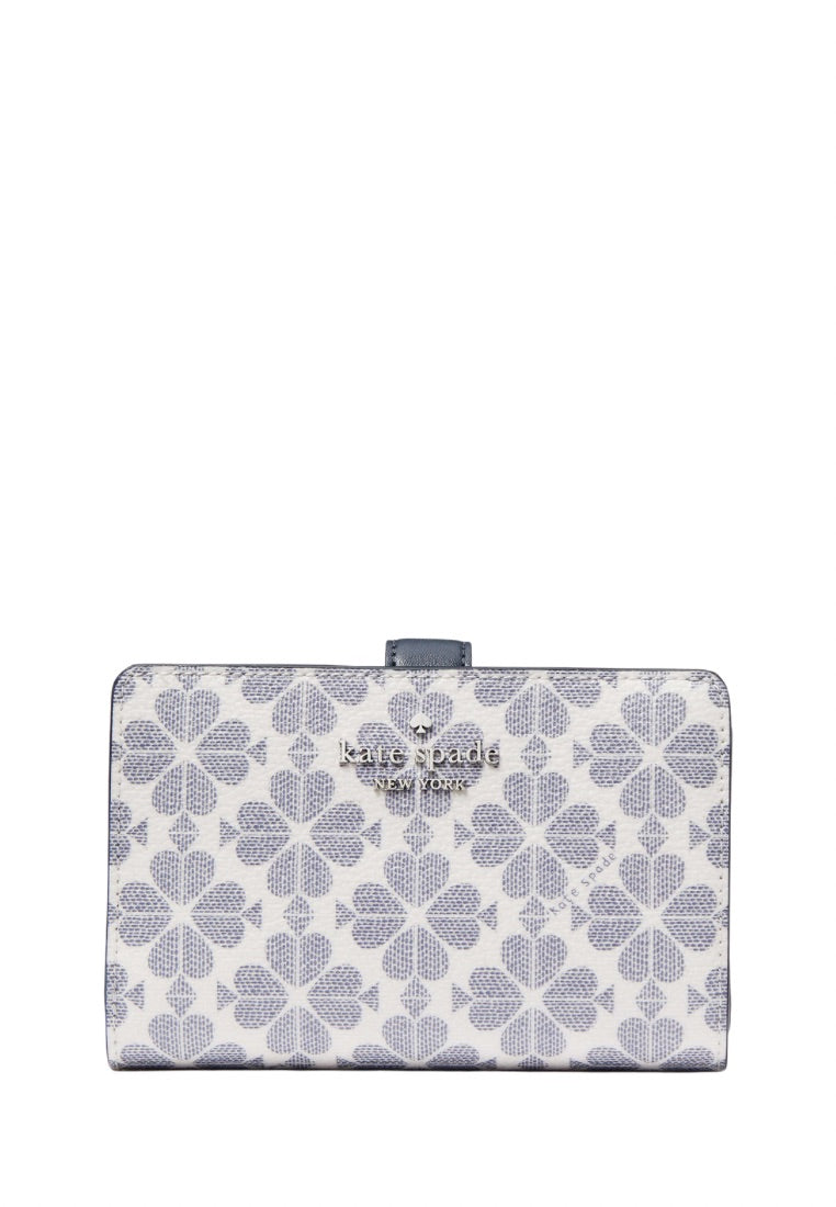Signature Spade Flower Medium Compact Bifold Wallet Navy Multi