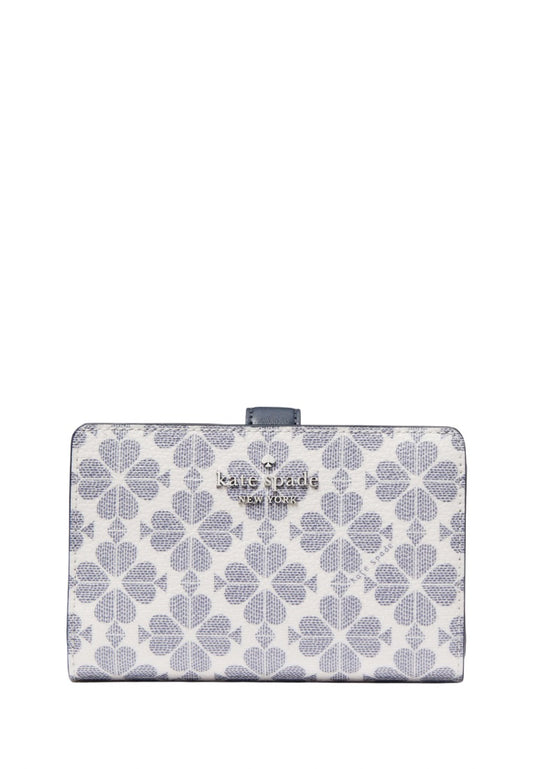 Signature Spade Flower Medium Compact Bifold Wallet Navy Multi