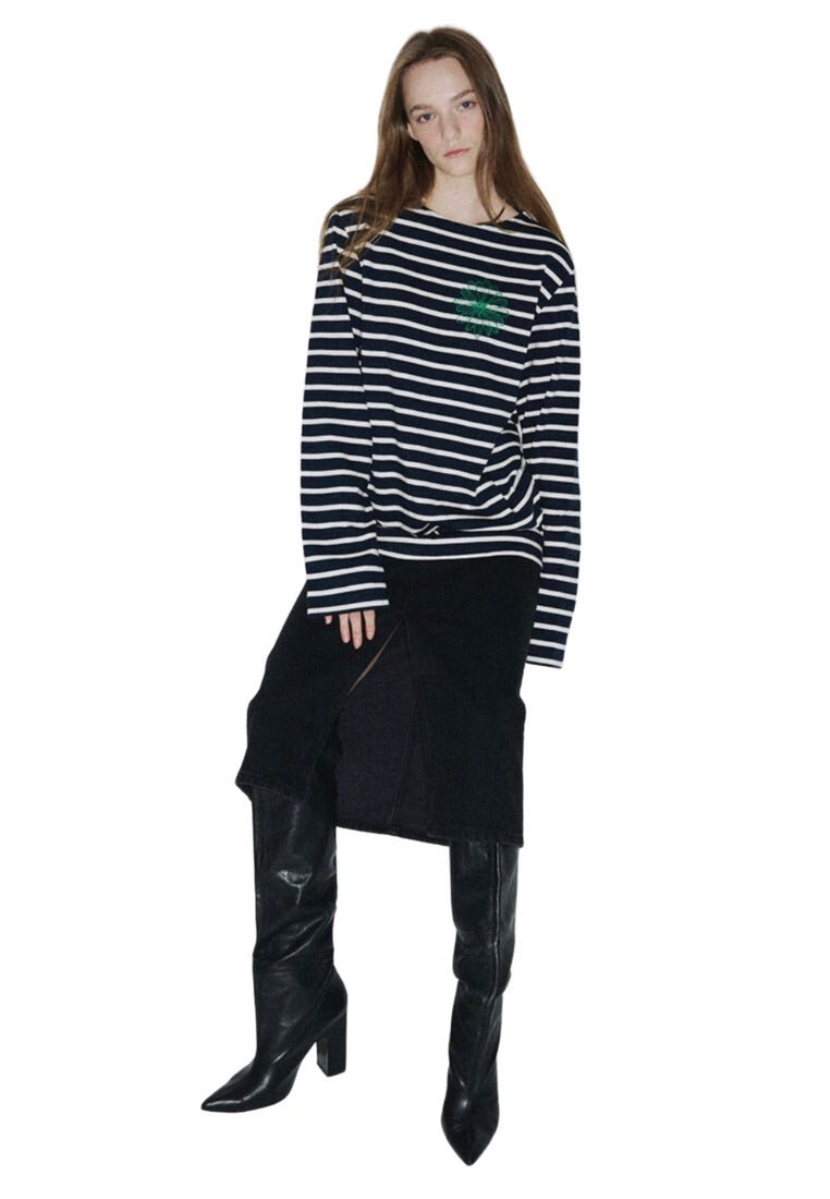 Tshirt Long Sleeve Stripe Navy Green