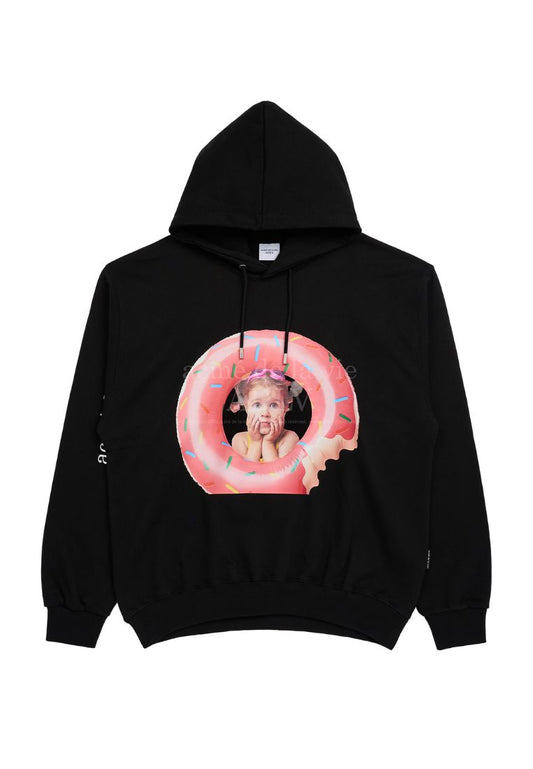 Baby Face Donuts Tube Girl Hoodie Black